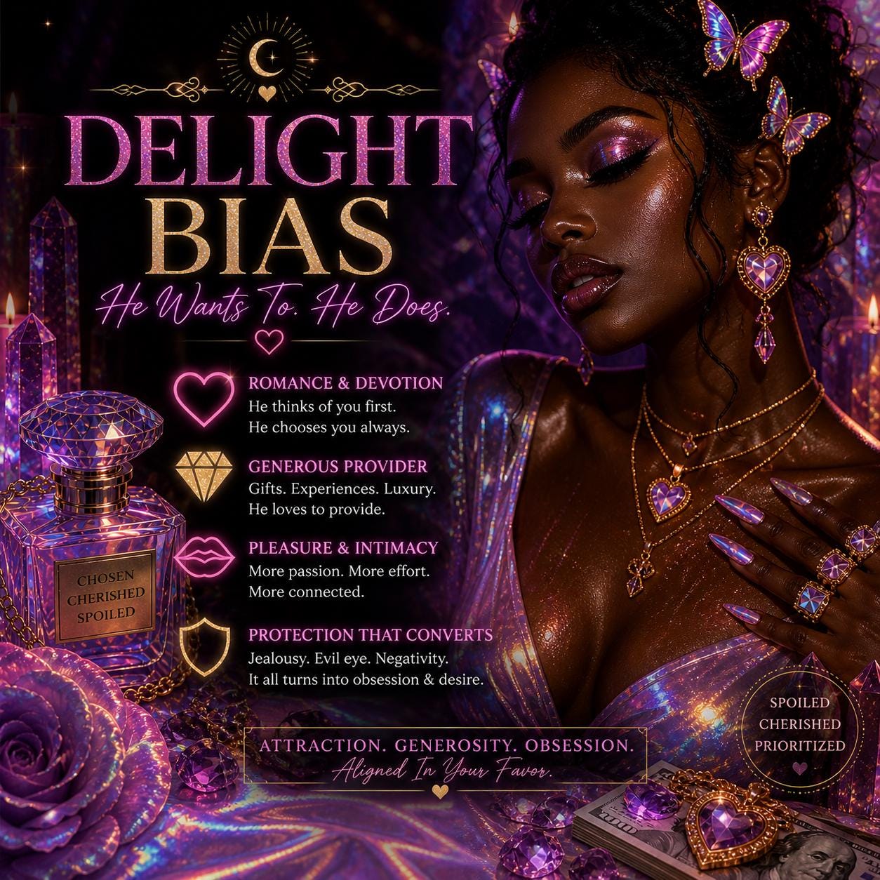 Delight Bias Ritual | Romance, Generosity & Desire Alignment | Be Spoiled, Prioritized and Cherished Naturally